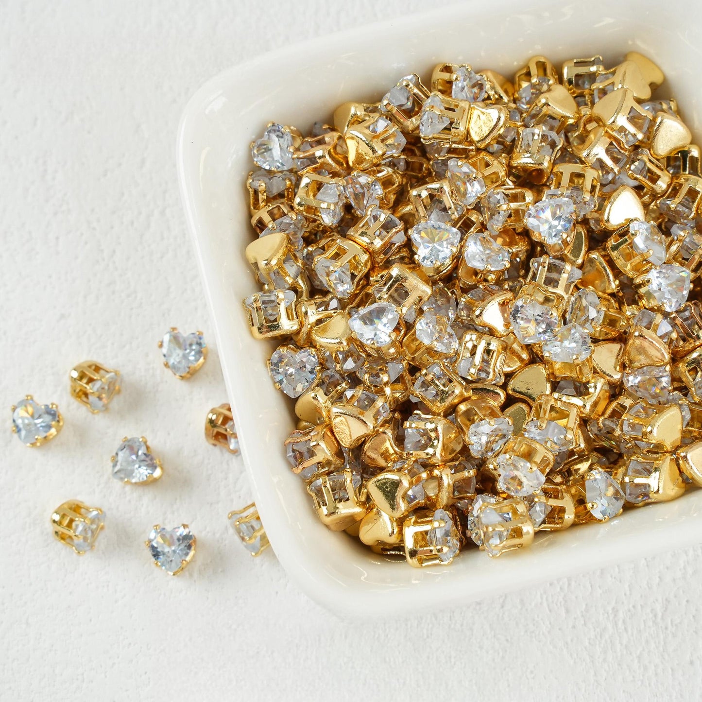 Heart-Shaped Zirconia Beads DIY Accessories Silver-Plated 5MM