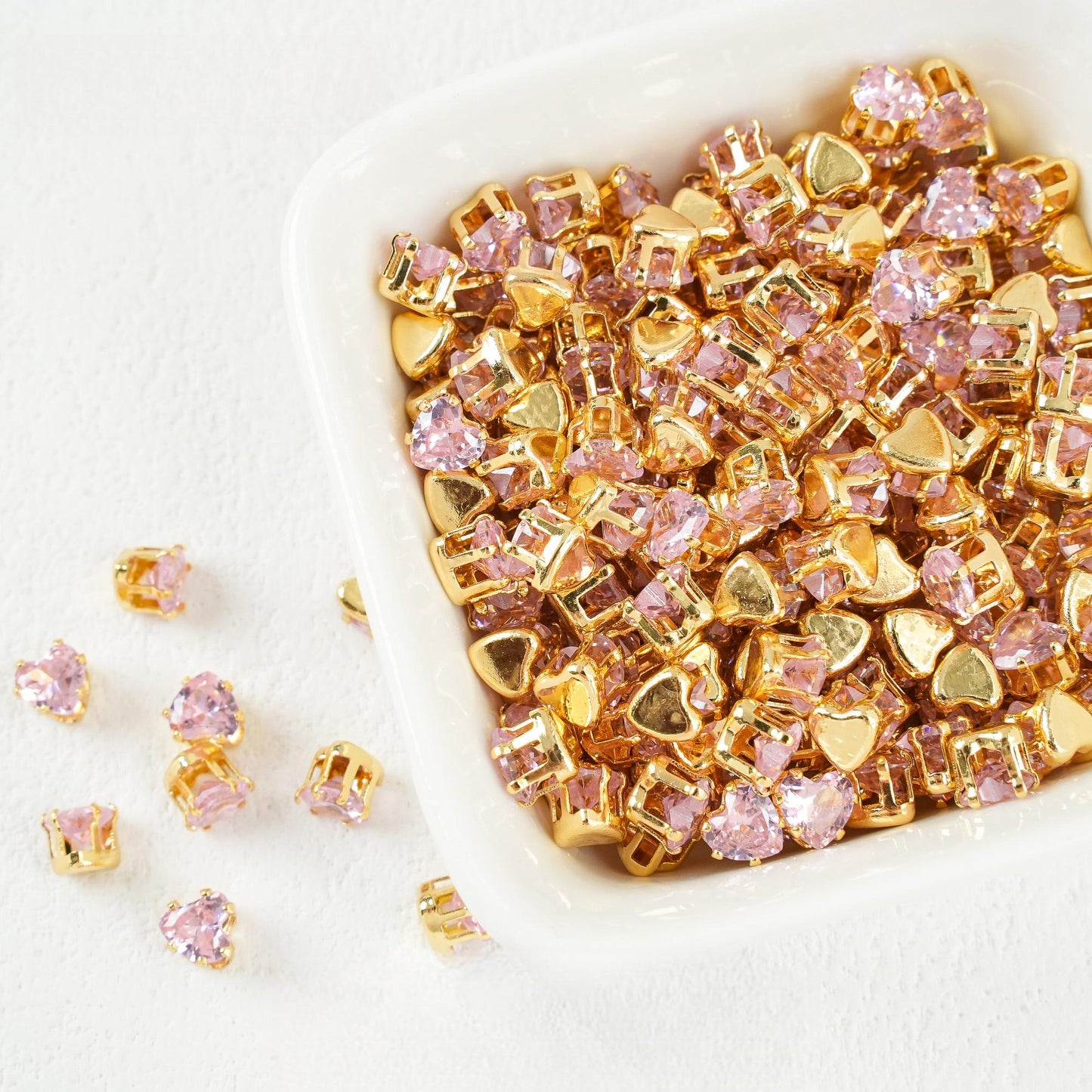 Heart-Shaped Zirconia Beads DIY Accessories Silver-Plated 5MM