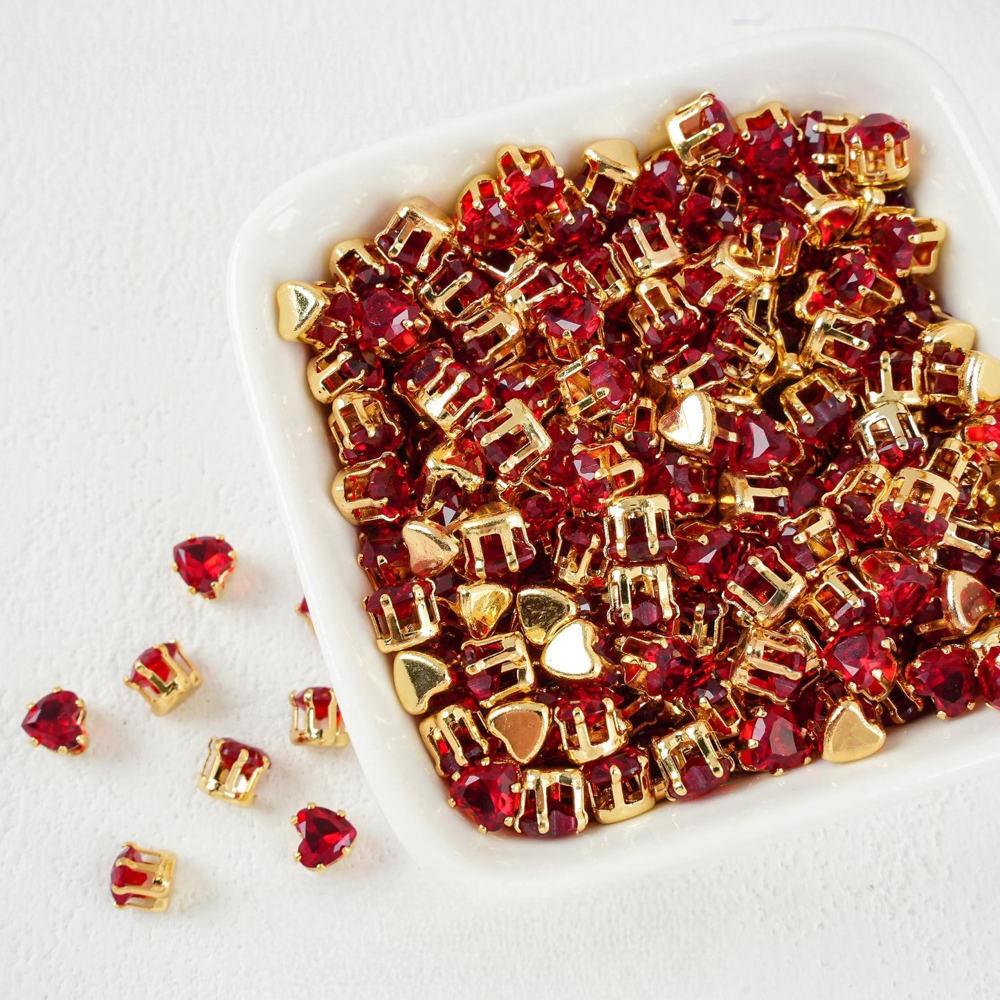 Heart-Shaped Zirconia Beads DIY Accessories Silver-Plated 5MM