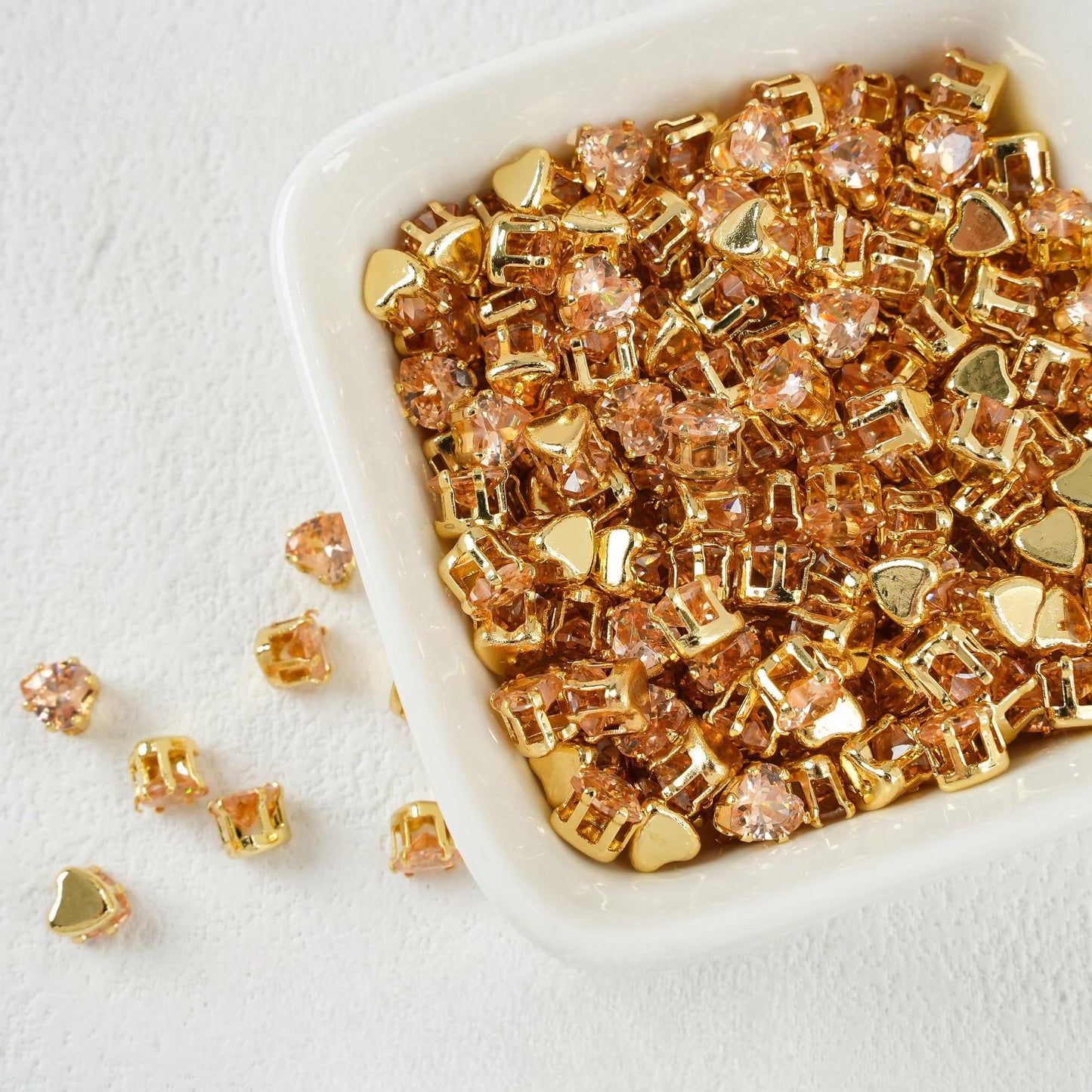 Heart-Shaped Zirconia Beads DIY Accessories Silver-Plated 5MM