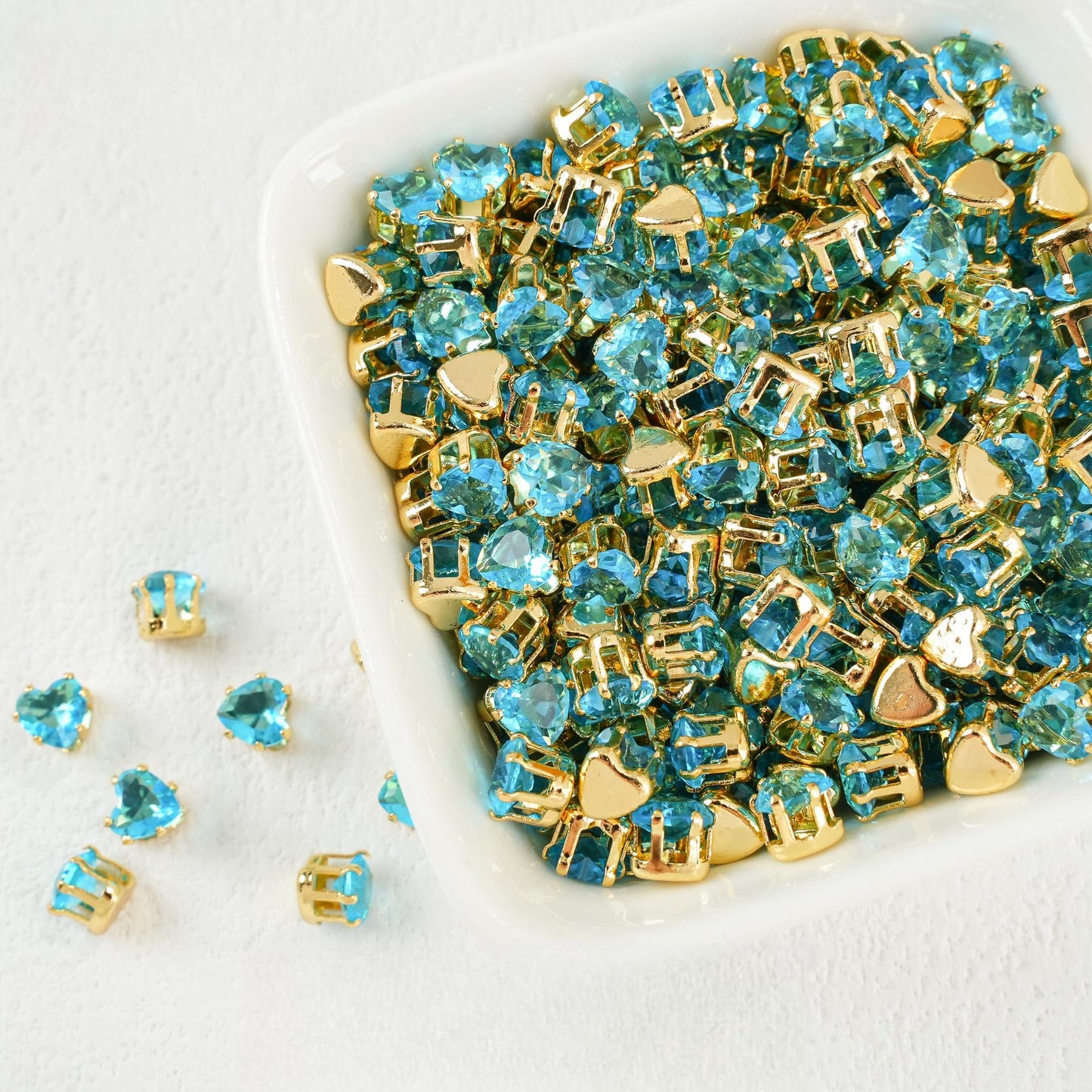 Heart-Shaped Zirconia Beads DIY Accessories Silver-Plated 5MM