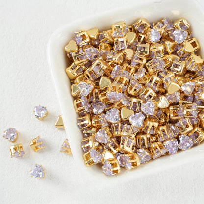 Heart-Shaped Zirconia Beads DIY Accessories Silver-Plated 5MM