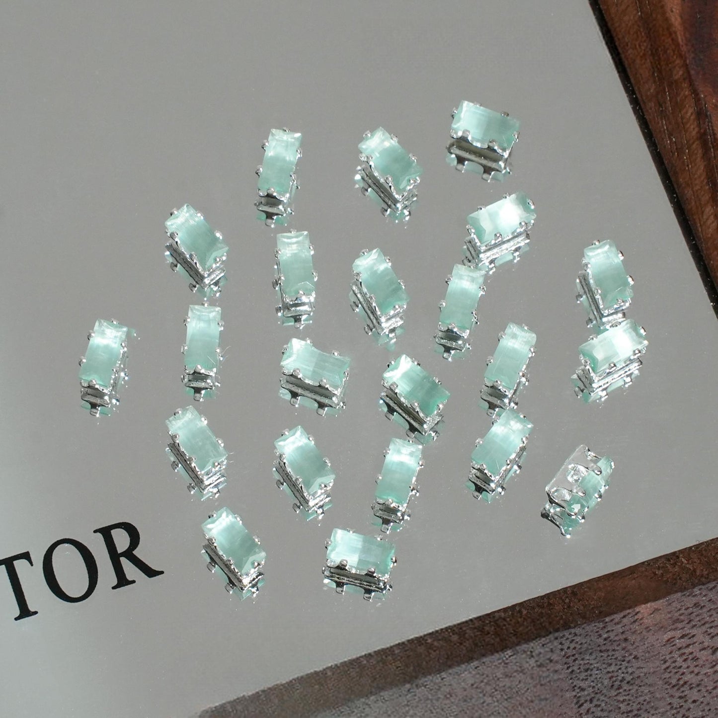 OneMillet Cat Eye Rectangle Zircon Beads 3*5.5MM