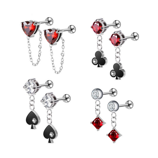 Pendiente de acero inoxidable tipo póker para cartílago, piercing, joyería hipoalergénica