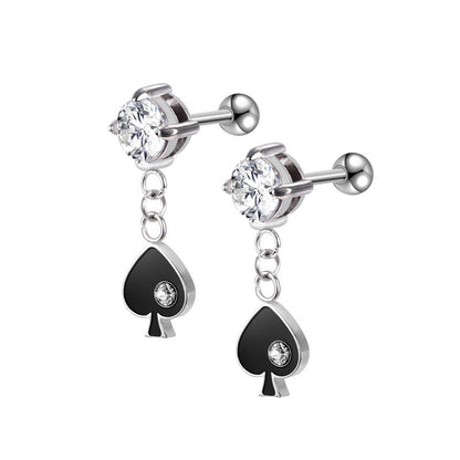 Pendiente de acero inoxidable tipo póker para cartílago, piercing, joyería hipoalergénica