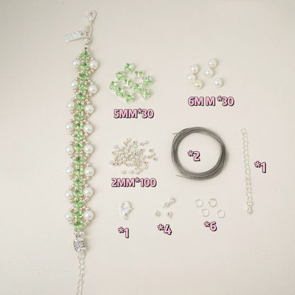 Pulsera de aguamarina y perla hecha a mano