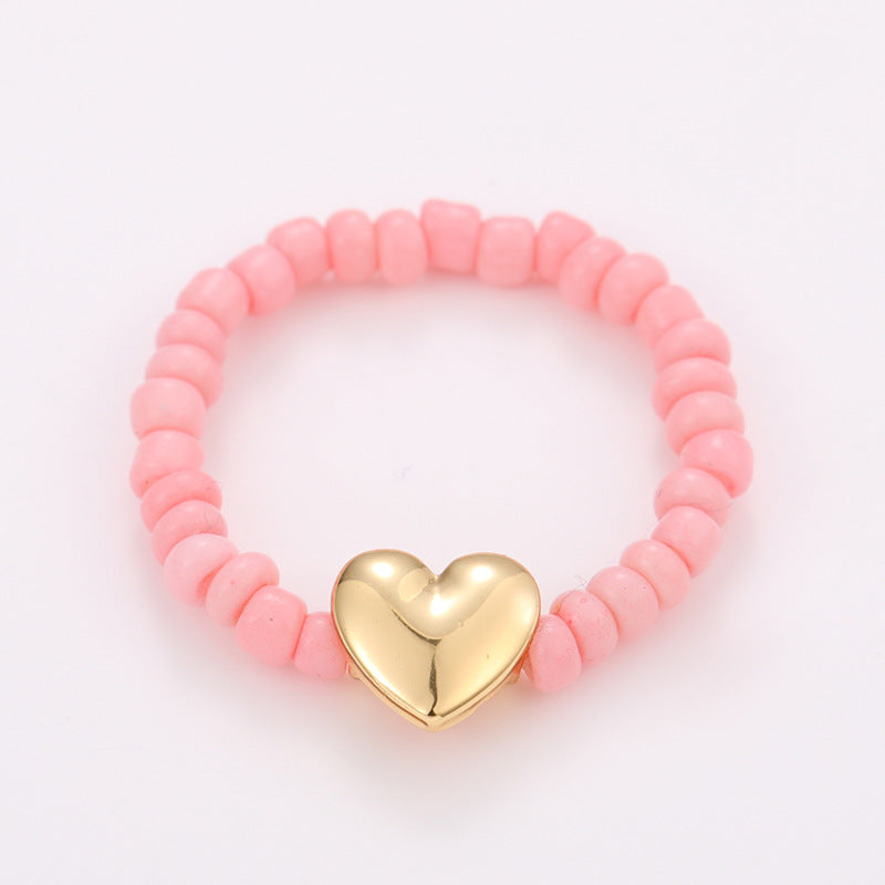 Sommerliche handgefertigte Perlenringe - Bunte Dopaminringe 10er Set