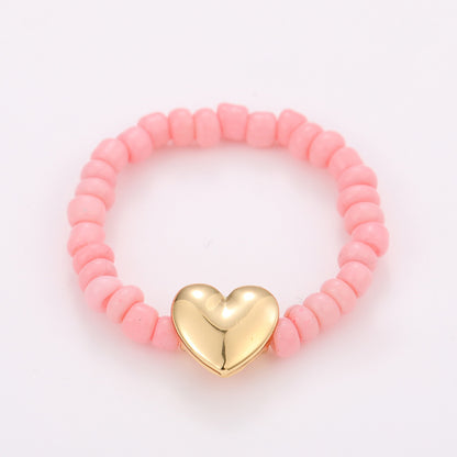 Sommerliche handgefertigte Perlenringe - Bunte Dopaminringe 10er Set