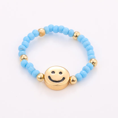 Sommerliche handgefertigte Perlenringe - Bunte Dopaminringe 10er Set