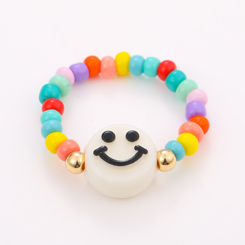 Sommerliche handgefertigte Perlenringe - Bunte Dopaminringe 10er Set