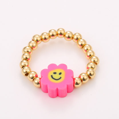 Sommerliche handgefertigte Perlenringe - Bunte Dopaminringe 10er Set