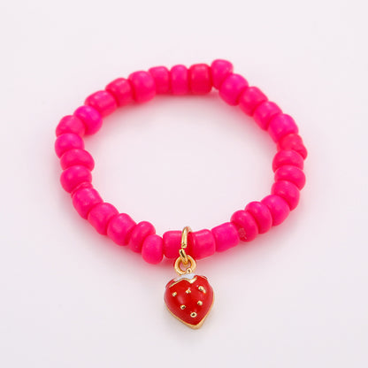 Sommerliche handgefertigte Perlenringe - Bunte Dopaminringe 10er Set