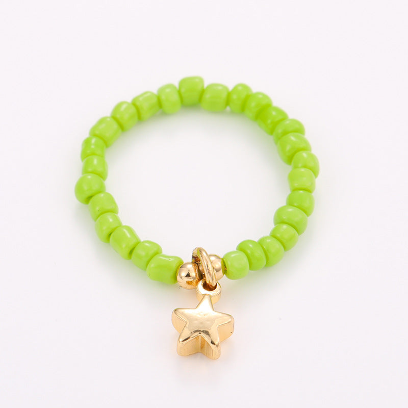 Sommerliche handgefertigte Perlenringe - Bunte Dopaminringe 10er Set