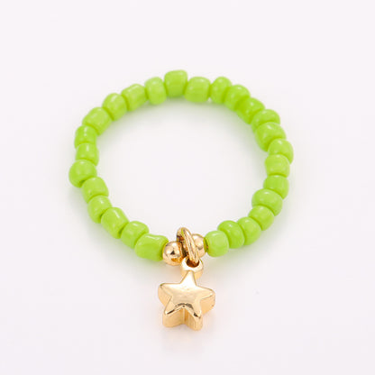 Sommerliche handgefertigte Perlenringe - Bunte Dopaminringe 10er Set