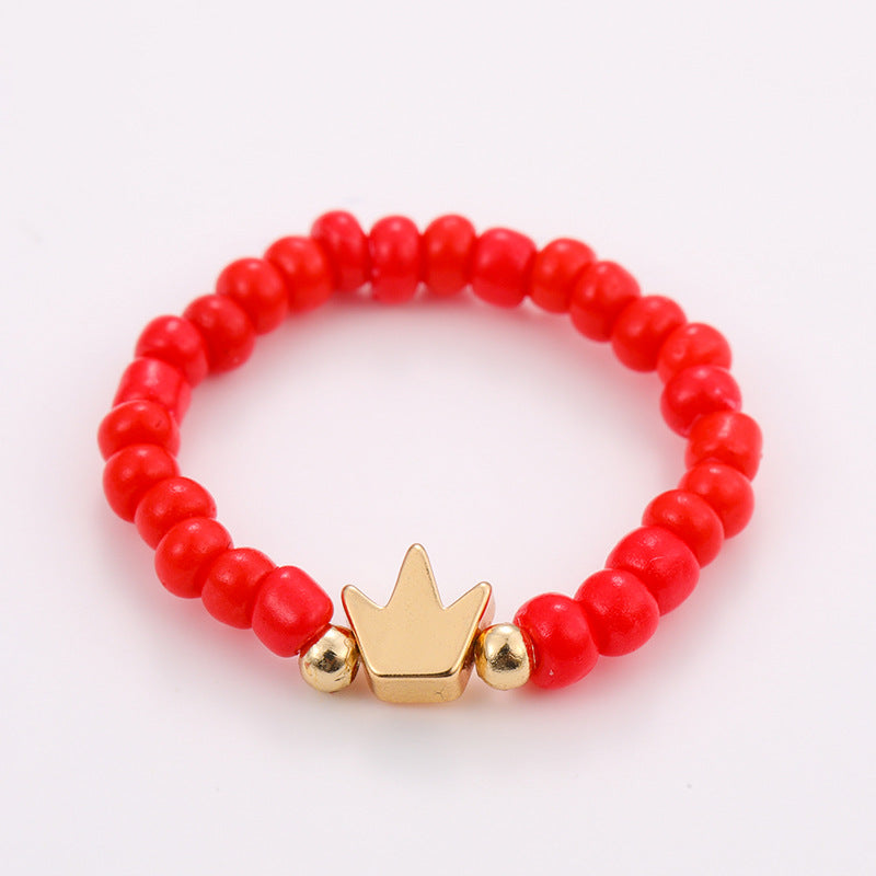 Sommerliche handgefertigte Perlenringe - Bunte Dopaminringe 10er Set