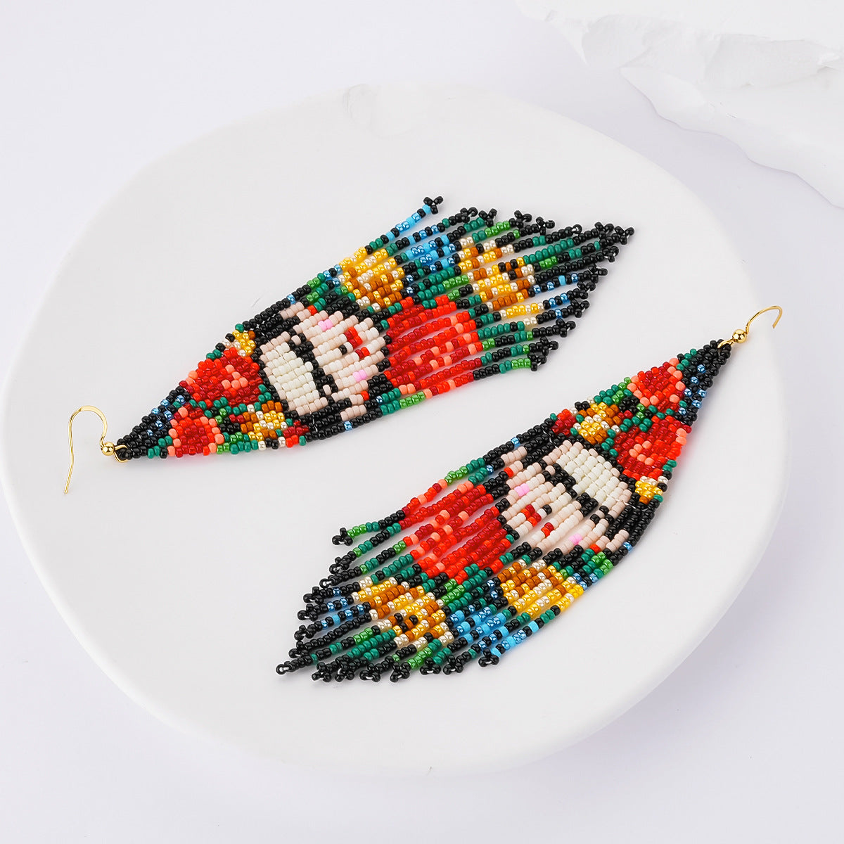 Pendientes vintage Pendientes colgantes Pendientes con borlas hechos a mano con cuentas de semillas