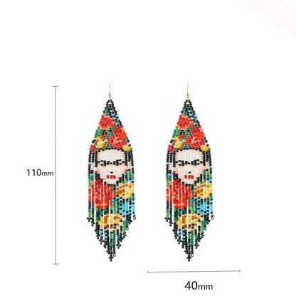 Pendientes vintage Pendientes colgantes Pendientes con borlas hechos a mano con cuentas de semillas