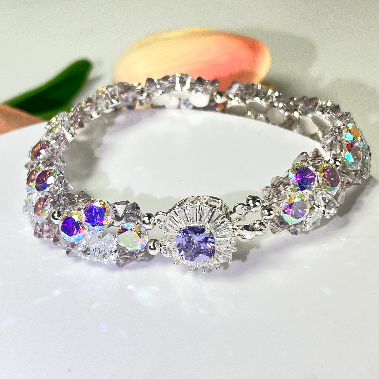 Pulsera de aguamarina y perla hecha a mano