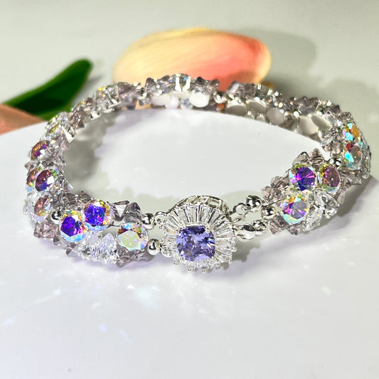 Pulsera de aguamarina y perla hecha a mano