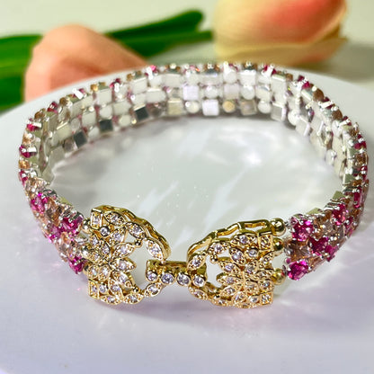 Pulsera de aguamarina y perla hecha a mano