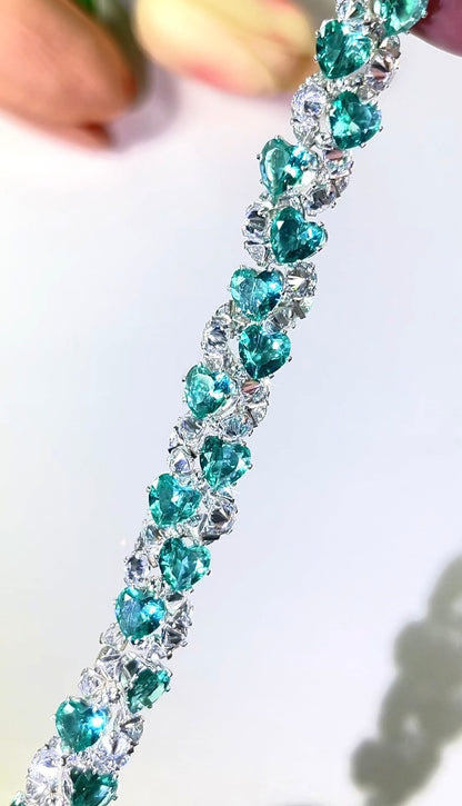 Pulsera de aguamarina y perla hecha a mano