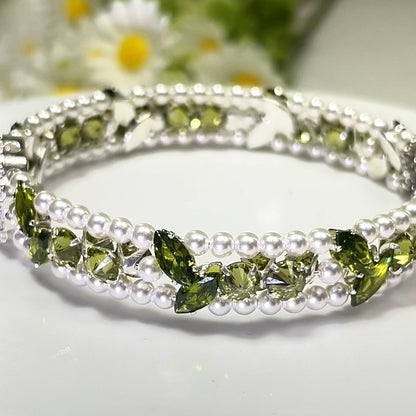 Pulsera de aguamarina y perla hecha a mano