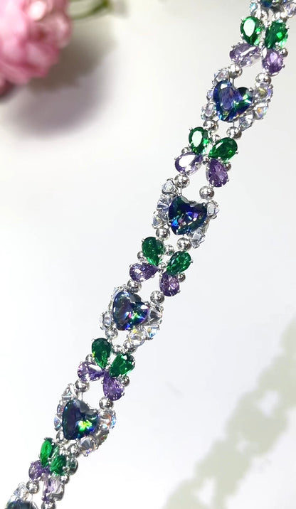 Pulsera de aguamarina y perla hecha a mano