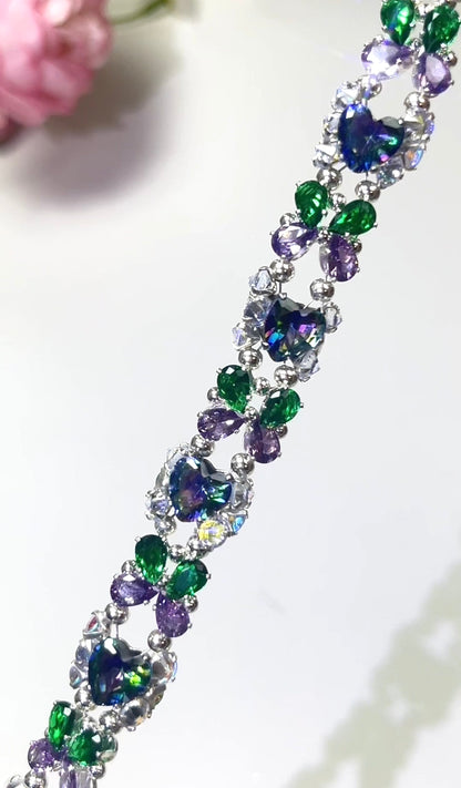 Pulsera de aguamarina y perla hecha a mano