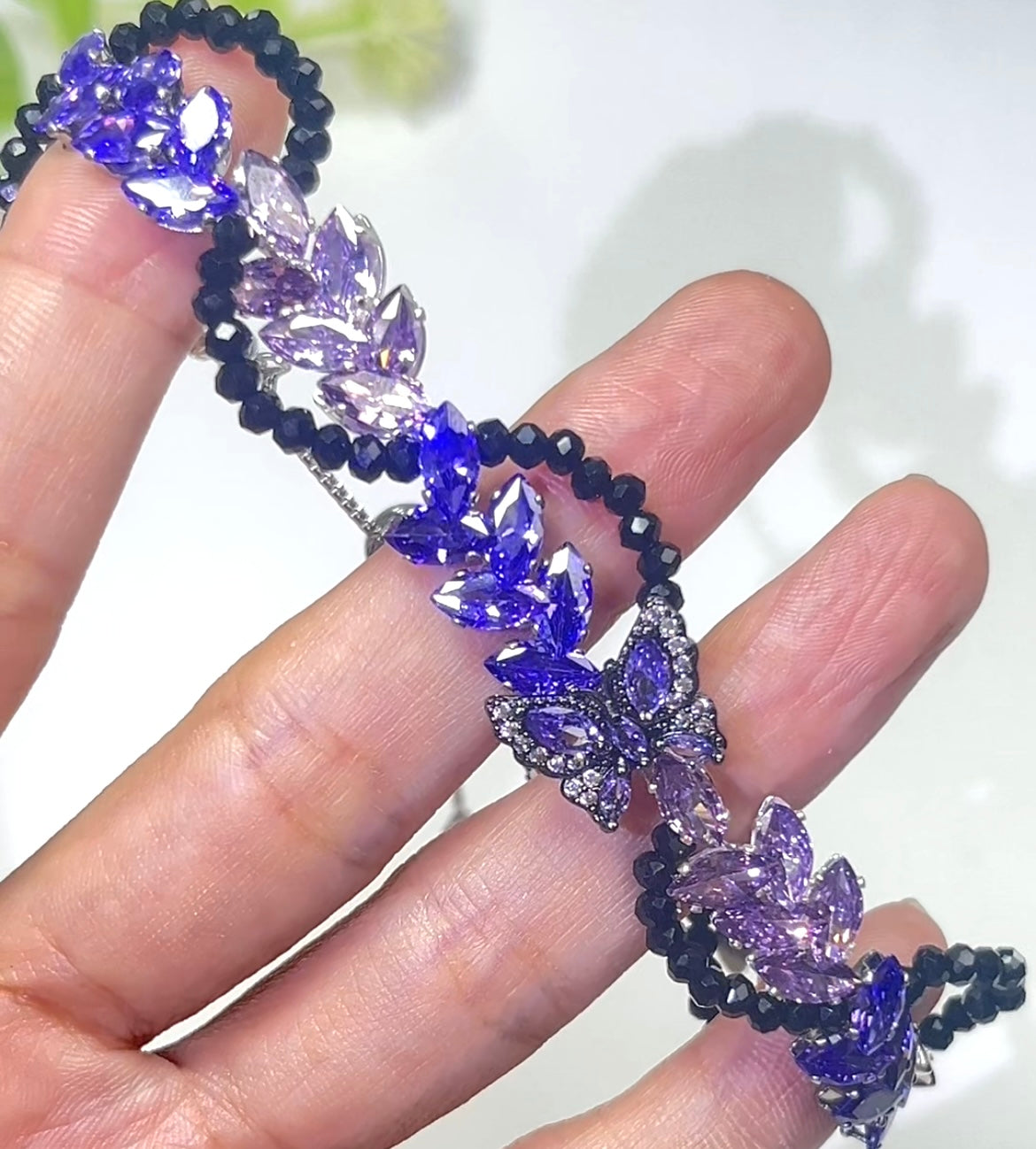 Pulsera de aguamarina y perla hecha a mano