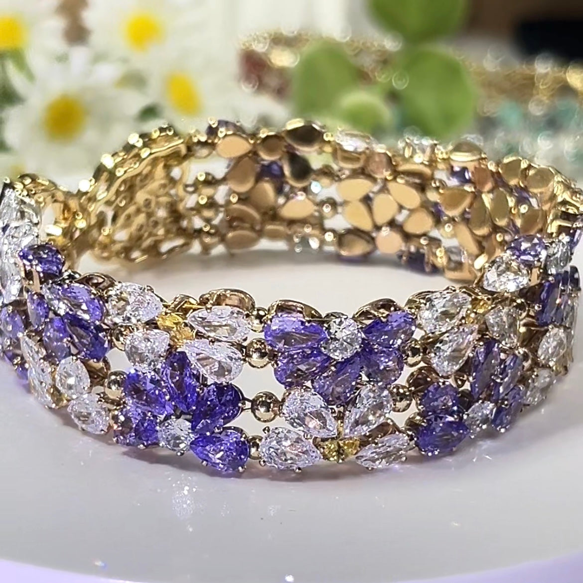 Pulsera de aguamarina y perla hecha a mano