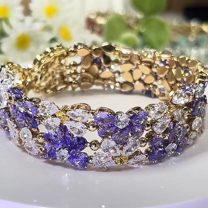 Pulsera de aguamarina y perla hecha a mano