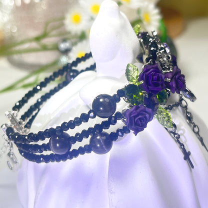 Pulsera de aguamarina y perla hecha a mano