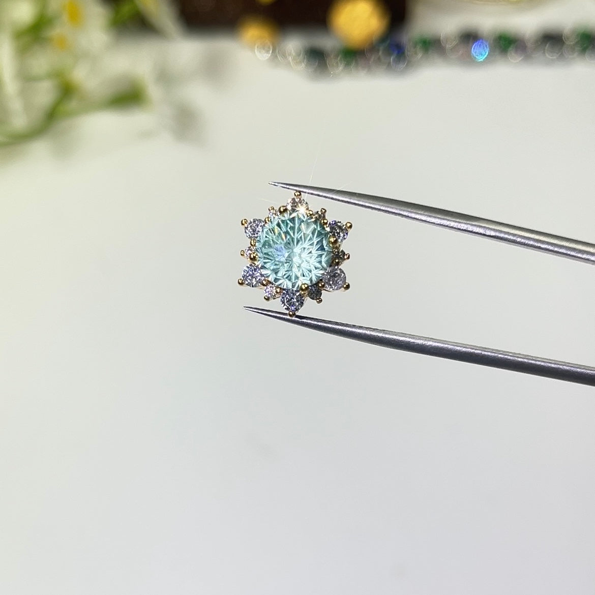 Pulsera de aguamarina y perla hecha a mano