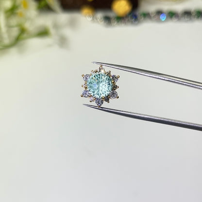 Pulsera de aguamarina y perla hecha a mano