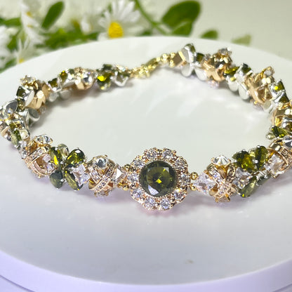 Pulsera de aguamarina y perla hecha a mano