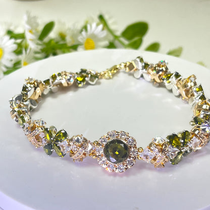 Pulsera de aguamarina y perla hecha a mano