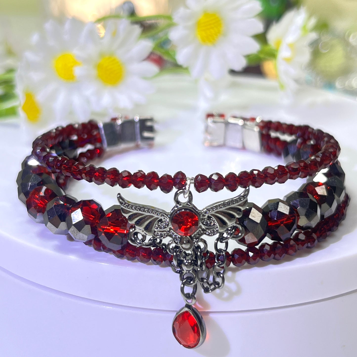 Pulsera de aguamarina y perla hecha a mano