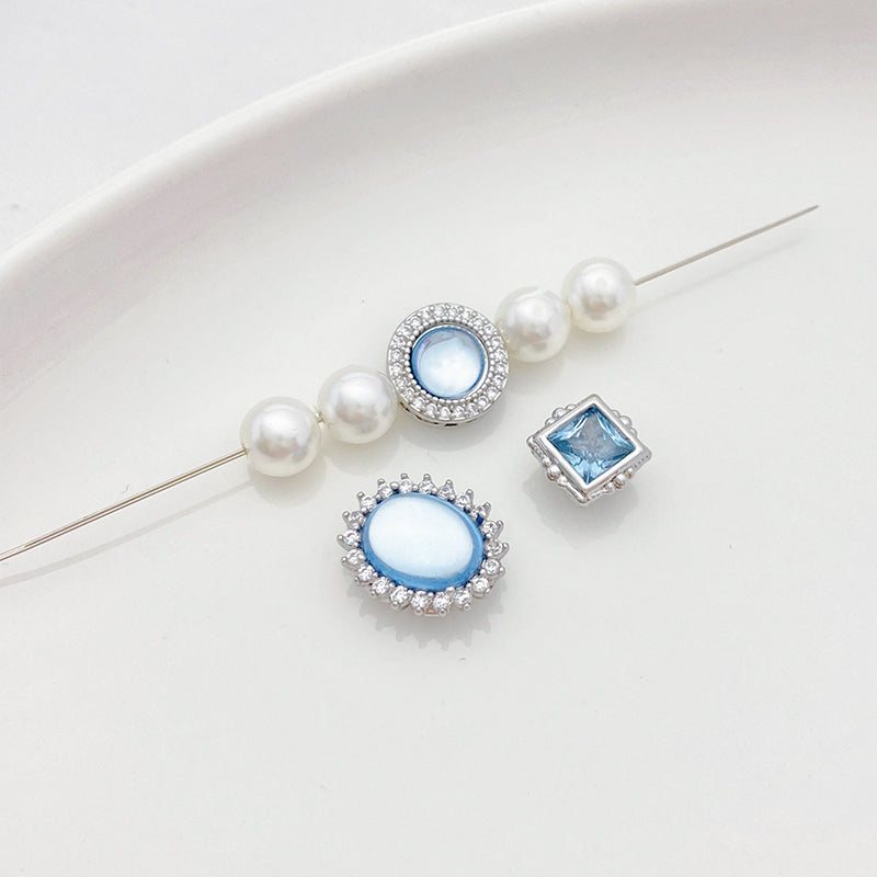 Cuentas espaciadoras de aguamarina y circón hechas a mano para hacer pulseras y collares con abalorios, suministros para hacer joyas