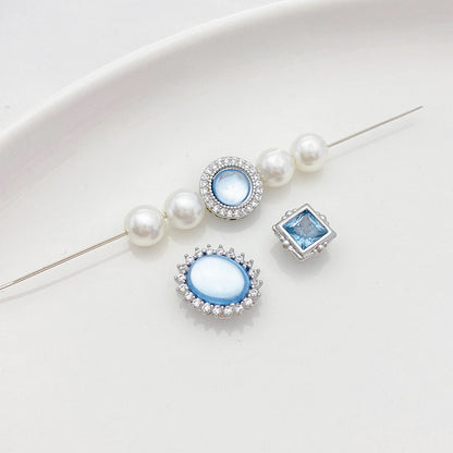 Cuentas espaciadoras de aguamarina y circón hechas a mano para hacer pulseras y collares con abalorios, suministros para hacer joyas