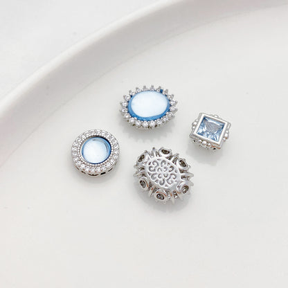 Cuentas espaciadoras de aguamarina y circón hechas a mano para hacer pulseras y collares con abalorios, suministros para hacer joyas