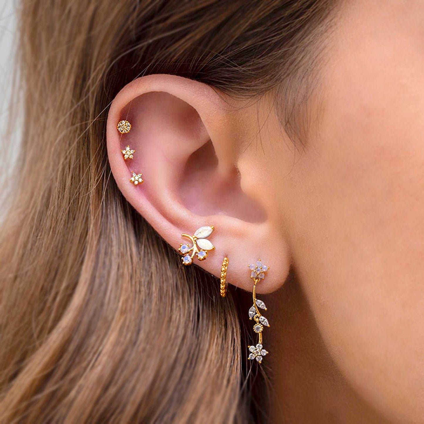 Juego de joyas para piercing de cartílago con pendientes de circonita de alta calidad