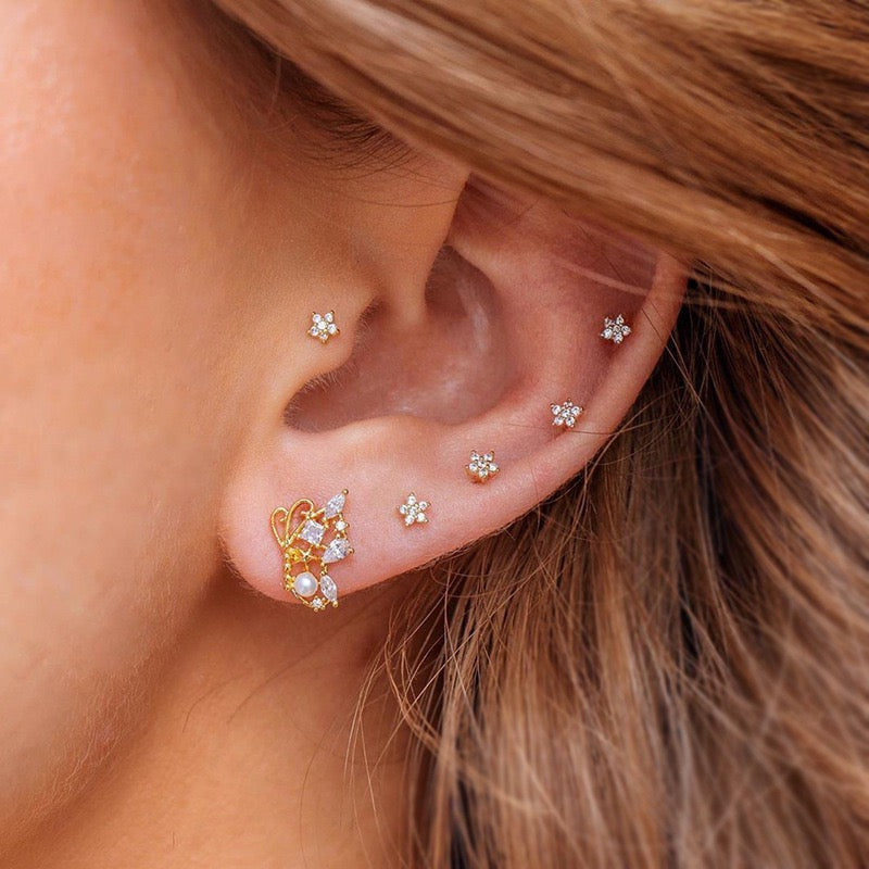 Juego de joyas para piercing de cartílago con pendientes de circonita de alta calidad