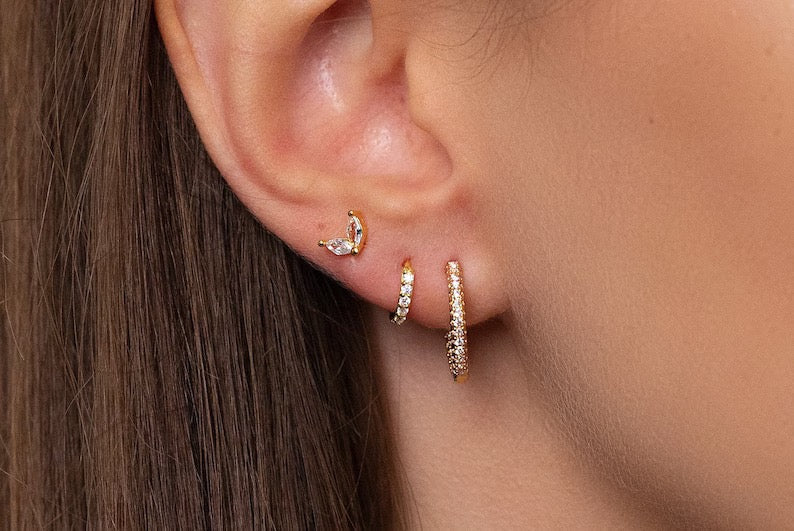 Pendientes de circonita, pendientes para cartílago, joyería para piercing, juego de 3