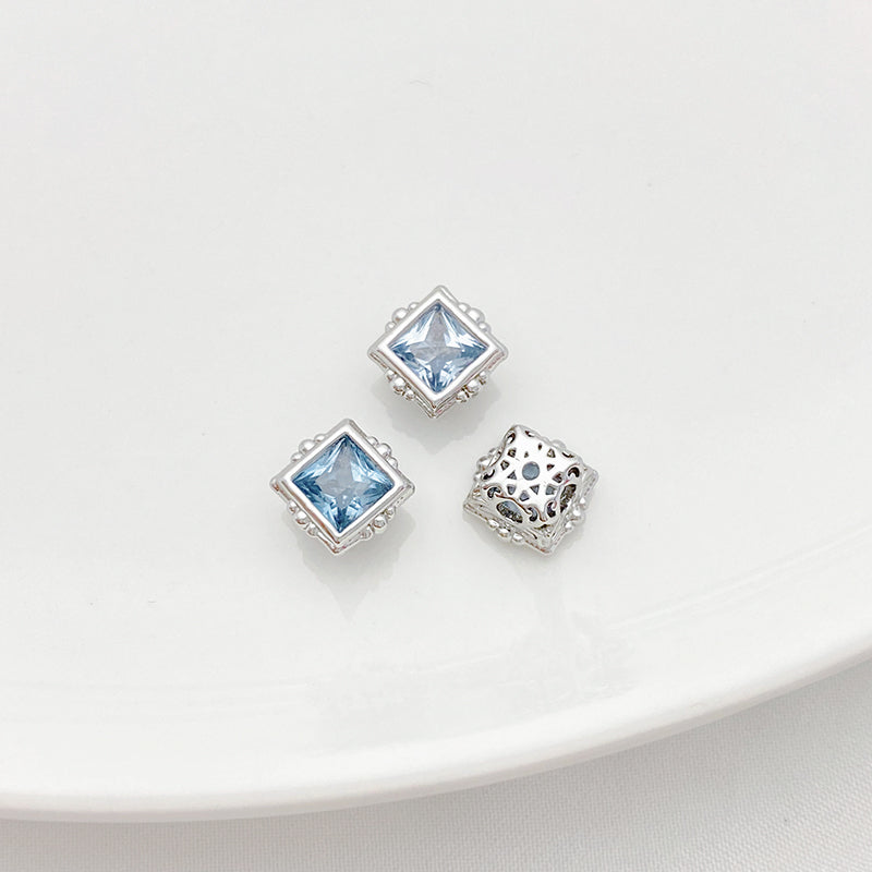 Cuentas espaciadoras de aguamarina y circón hechas a mano para hacer pulseras y collares con abalorios, suministros para hacer joyas