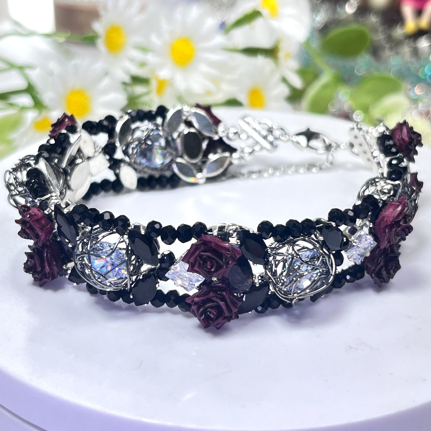 Pulsera de aguamarina y perla hecha a mano