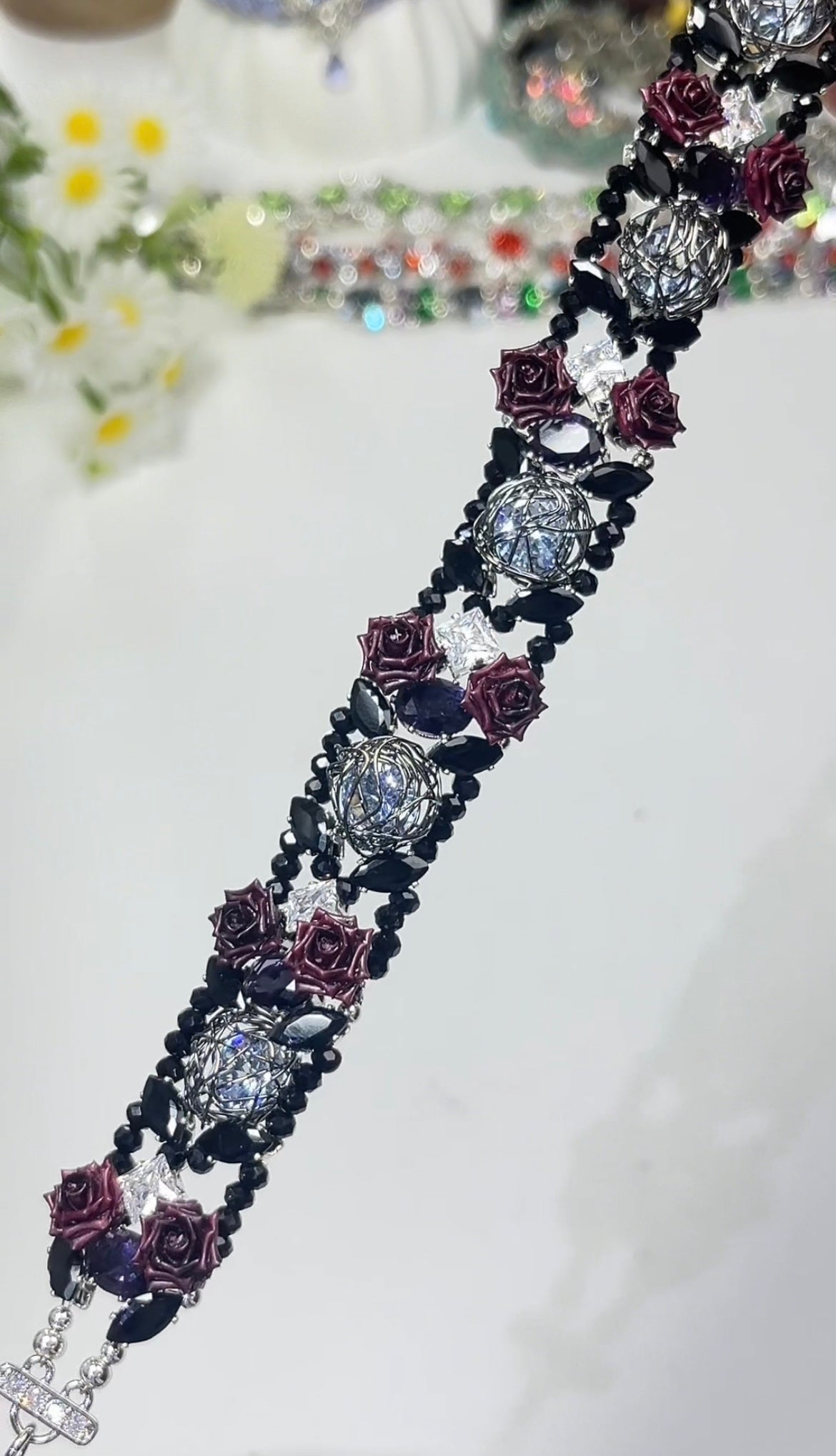 Pulsera de aguamarina y perla hecha a mano