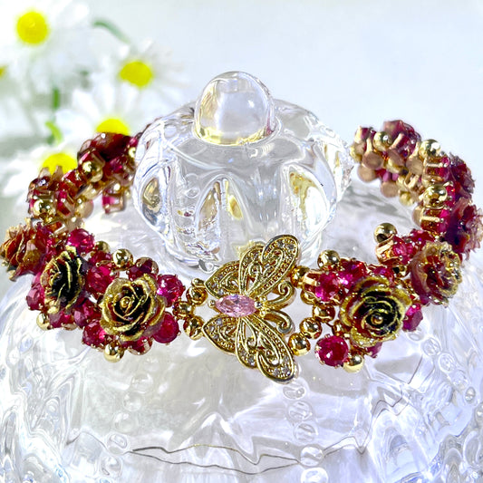 Pulsera de aguamarina y perla hecha a mano