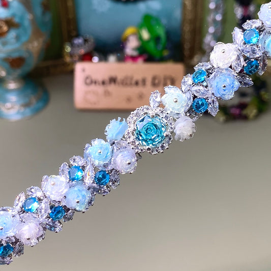 Pulsera de aguamarina y perla hecha a mano