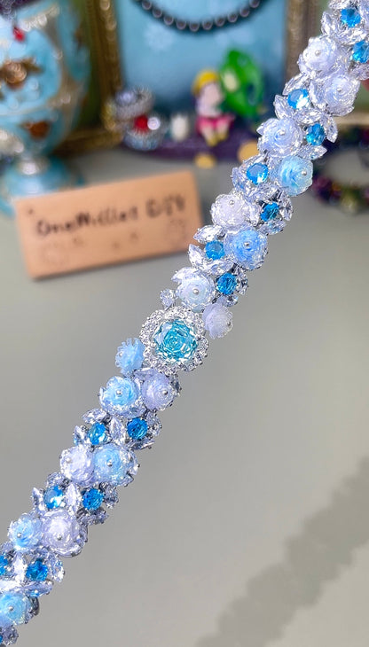 Pulsera de aguamarina y perla hecha a mano