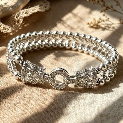 Handgefertigtes Perlen- und Aquamarinarmband